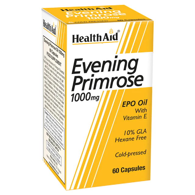 HEALTHAID fatty acid capsules evening primrose oil + vit E 1000mg  60